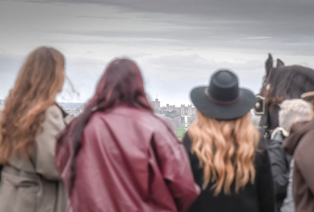 Group with Windsor Castle in the distance